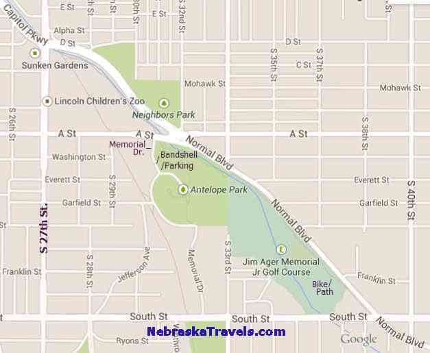 lincoln ne antelope park location map5 google 627wx517h w addd st txt+bandshll+prkg+bike path nttxt+google 60
