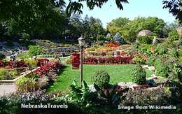 Lincoln Sunken Gardens Colorful Flowers  + Gazebo - Lincoln, Nebraska 
