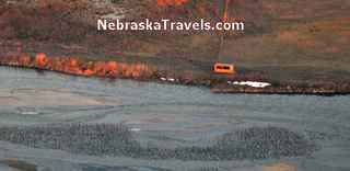 Crane Trust Nebraska Nature and Visitor Center West Viewing Blind on North bank of Platt River- Aerial view