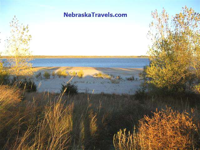 Calamus Reservoir Sand Beach Area + view of the Dam - near Burwell in Nebraska Sandhills
