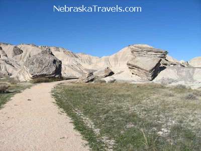 Toadstool Geologic Park Hiking Trail - fallen toadstool rocks - Oglala Grasslands west of Nebraska Sandhills - Midwest US